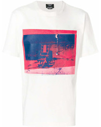 Мужская бело-красная футболка с круглым вырезом с принтом от Calvin Klein