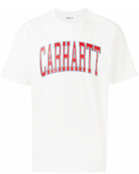 Мужская бело-красная футболка с круглым вырезом с принтом от Carhartt