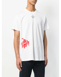 Мужская бело-красная футболка с круглым вырезом с принтом от Givenchy