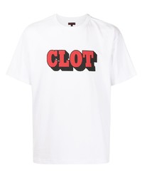 Мужская бело-красная футболка с круглым вырезом с принтом от Clot