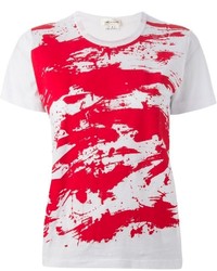 Женская бело-красная футболка с круглым вырезом с принтом от Comme des Garcons