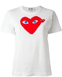 Женская бело-красная футболка с круглым вырезом с принтом от Comme des Garcons