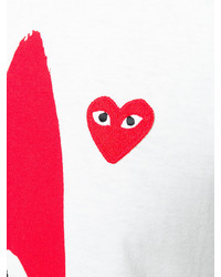 Мужская бело-красная футболка с круглым вырезом с принтом от Comme des Garcons