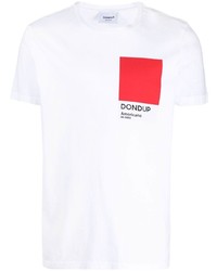 Мужская бело-красная футболка с круглым вырезом с принтом от Dondup