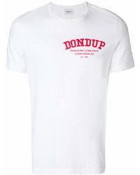 Мужская бело-красная футболка с круглым вырезом с принтом от Dondup