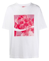 Мужская бело-красная футболка с круглым вырезом с принтом от Facetasm