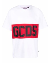 Мужская бело-красная футболка с круглым вырезом с принтом от Gcds