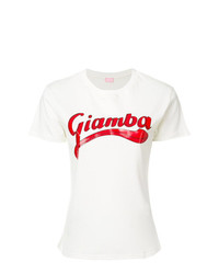 Женская бело-красная футболка с круглым вырезом с принтом от Giamba
