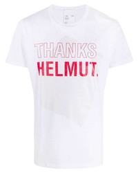 Мужская бело-красная футболка с круглым вырезом с принтом от Helmut Lang