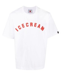 Мужская бело-красная футболка с круглым вырезом с принтом от Icecream