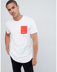 Мужская бело-красная футболка с круглым вырезом с принтом от Jack & Jones