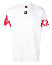 Мужская бело-красная футболка с круглым вырезом с принтом от Kappa