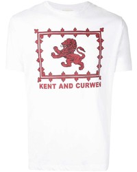 Мужская бело-красная футболка с круглым вырезом с принтом от Kent & Curwen