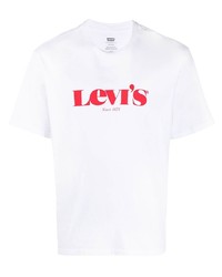 Мужская бело-красная футболка с круглым вырезом с принтом от Levi's