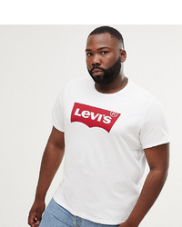 Мужская бело-красная футболка с круглым вырезом с принтом от Levi's