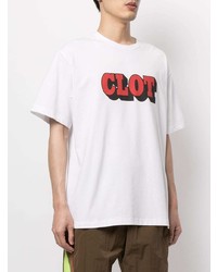 Мужская бело-красная футболка с круглым вырезом с принтом от Clot