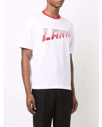 Мужская бело-красная футболка с круглым вырезом с принтом от Lanvin