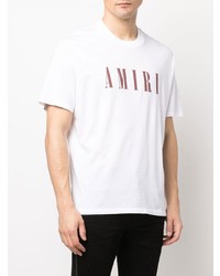 Мужская бело-красная футболка с круглым вырезом с принтом от Amiri