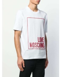 Мужская бело-красная футболка с круглым вырезом с принтом от Love Moschino