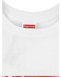 Мужская бело-красная футболка с круглым вырезом с принтом от Supreme