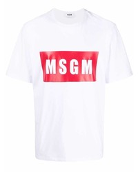 Мужская бело-красная футболка с круглым вырезом с принтом от MSGM
