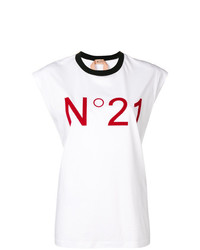 Женская бело-красная футболка с круглым вырезом с принтом от N°21