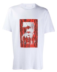 Мужская бело-красная футболка с круглым вырезом с принтом от Neil Barrett