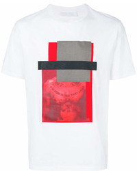 Мужская бело-красная футболка с круглым вырезом с принтом от Neil Barrett