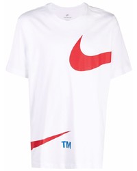 Мужская бело-красная футболка с круглым вырезом с принтом от Nike