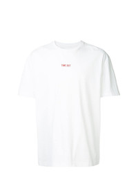 Мужская бело-красная футболка с круглым вырезом с принтом от Off Duty