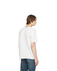 Мужская бело-красная футболка с круглым вырезом с принтом от Saint Laurent