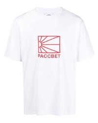 Мужская бело-красная футболка с круглым вырезом с принтом от PACCBET