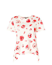 Женская бело-красная футболка с круглым вырезом с принтом от Proenza Schouler
