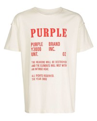 Мужская бело-красная футболка с круглым вырезом с принтом от purple brand