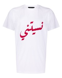 Мужская бело-красная футболка с круглым вырезом с принтом от Qasimi