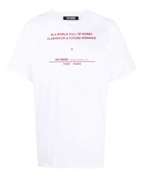 Мужская бело-красная футболка с круглым вырезом с принтом от Raf Simons