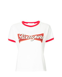 Женская бело-красная футболка с круглым вырезом с принтом от Roarguns