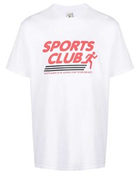 Мужская бело-красная футболка с круглым вырезом с принтом от Sporty & Rich