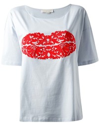 Женская бело-красная футболка с круглым вырезом с принтом от Stella McCartney