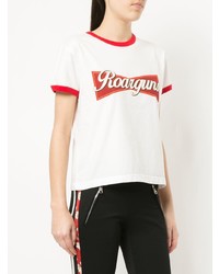 Женская бело-красная футболка с круглым вырезом с принтом от Roarguns