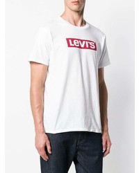 Мужская бело-красная футболка с круглым вырезом с принтом от Levi's