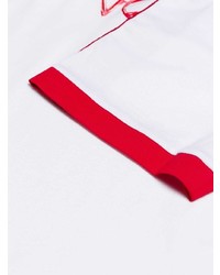 Мужская бело-красная футболка с круглым вырезом с принтом от Versace