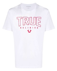 Мужская бело-красная футболка с круглым вырезом с принтом от True Religion