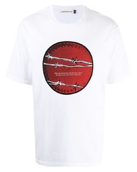 Мужская бело-красная футболка с круглым вырезом с принтом от UNDERCOVE