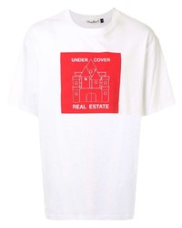 Мужская бело-красная футболка с круглым вырезом с принтом от Undercover