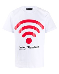 Мужская бело-красная футболка с круглым вырезом с принтом от United Standard