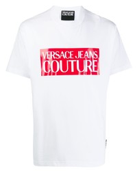 Мужская бело-красная футболка с круглым вырезом с принтом от VERSACE JEANS COUTURE