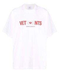 Мужская бело-красная футболка с круглым вырезом с принтом от Vetements