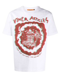 Мужская бело-красная футболка с круглым вырезом с принтом от Vyner Articles