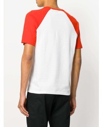 Мужская бело-красная футболка с круглым вырезом от AMI Alexandre Mattiussi